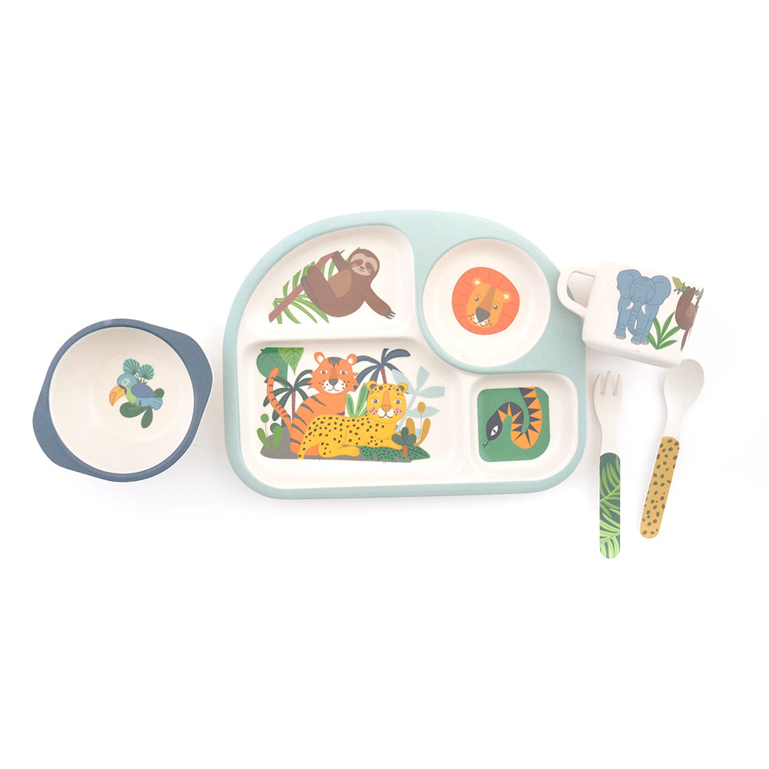 Bamboo Tableware Divided Set 5pc - JUNGLE FEVER